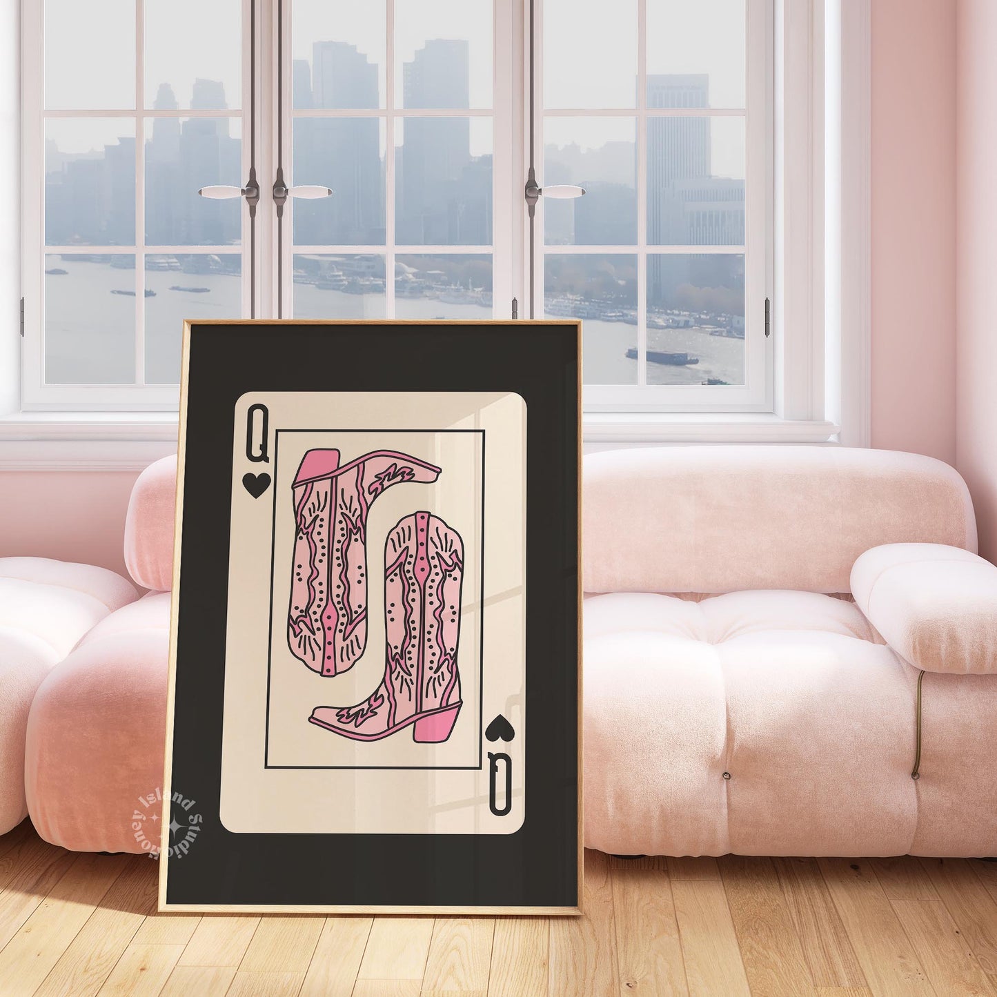 Queen of Hearts Print, Cowgirl Wall Art, Poker Card Trendy retro wall prints, Dorm Decor