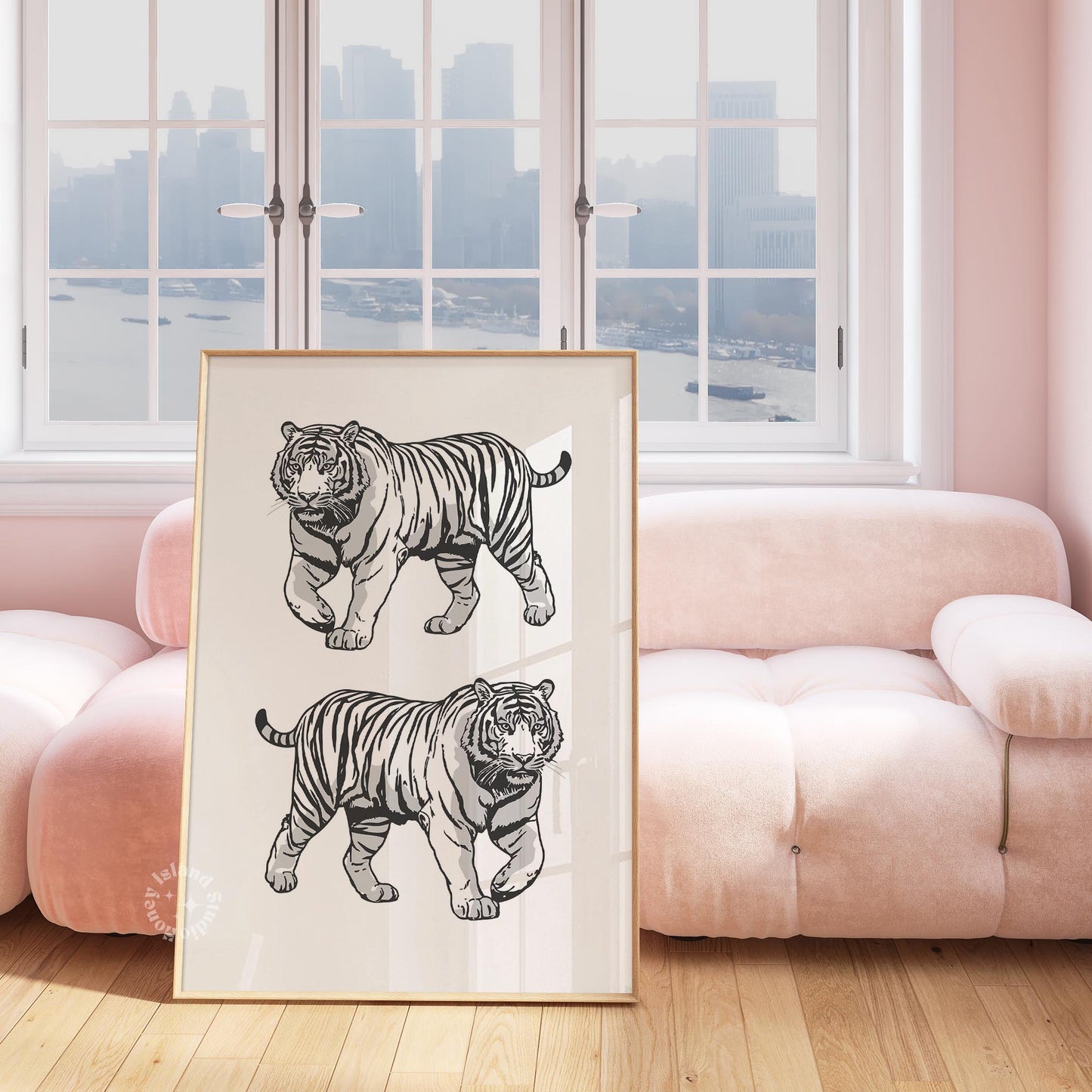 Preppy Tiger Print Black White Poster