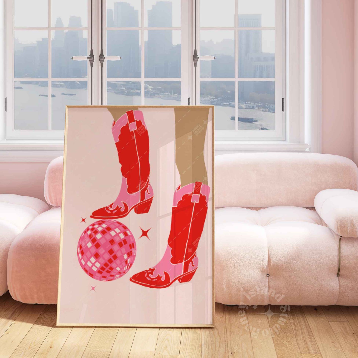 Disco Cowgirl Boots Poster - Pink/Red