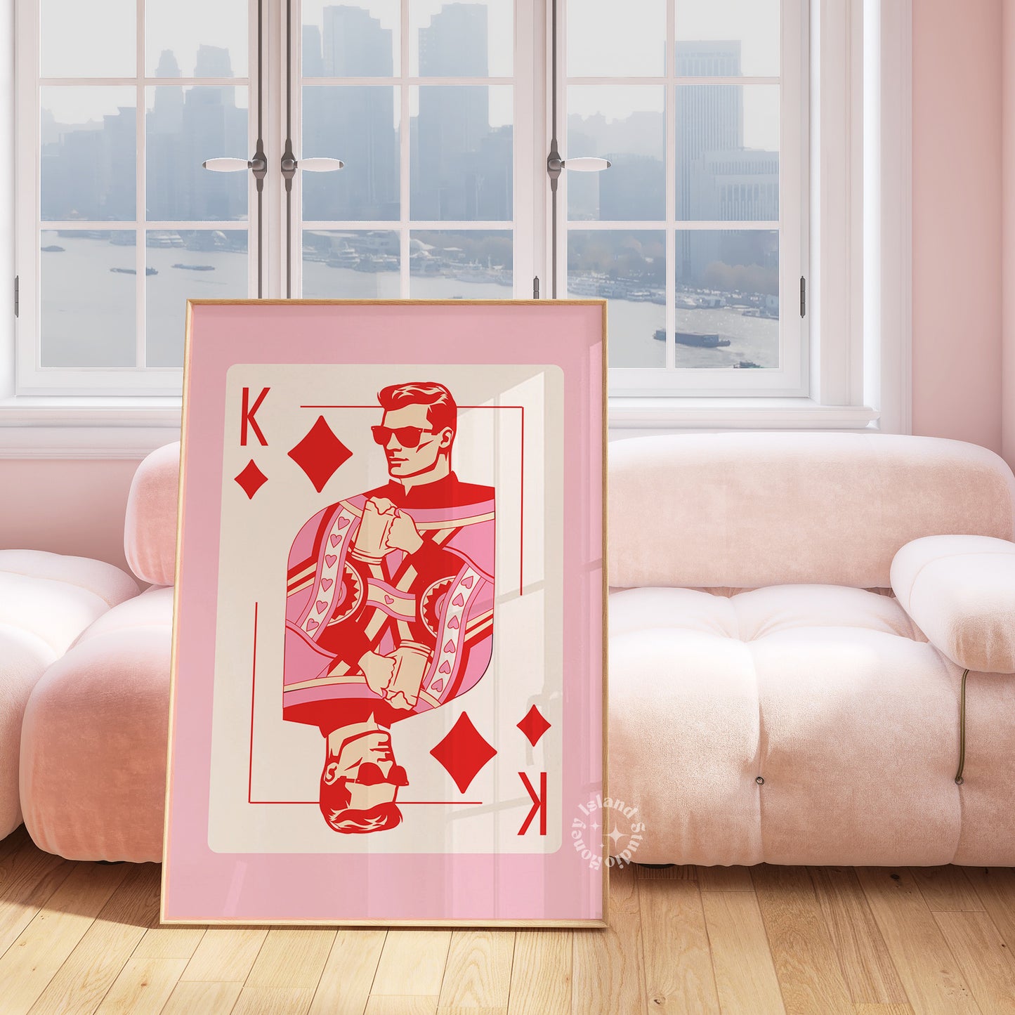 King of Diamonds Matte Paper Poster - Pink/Red
