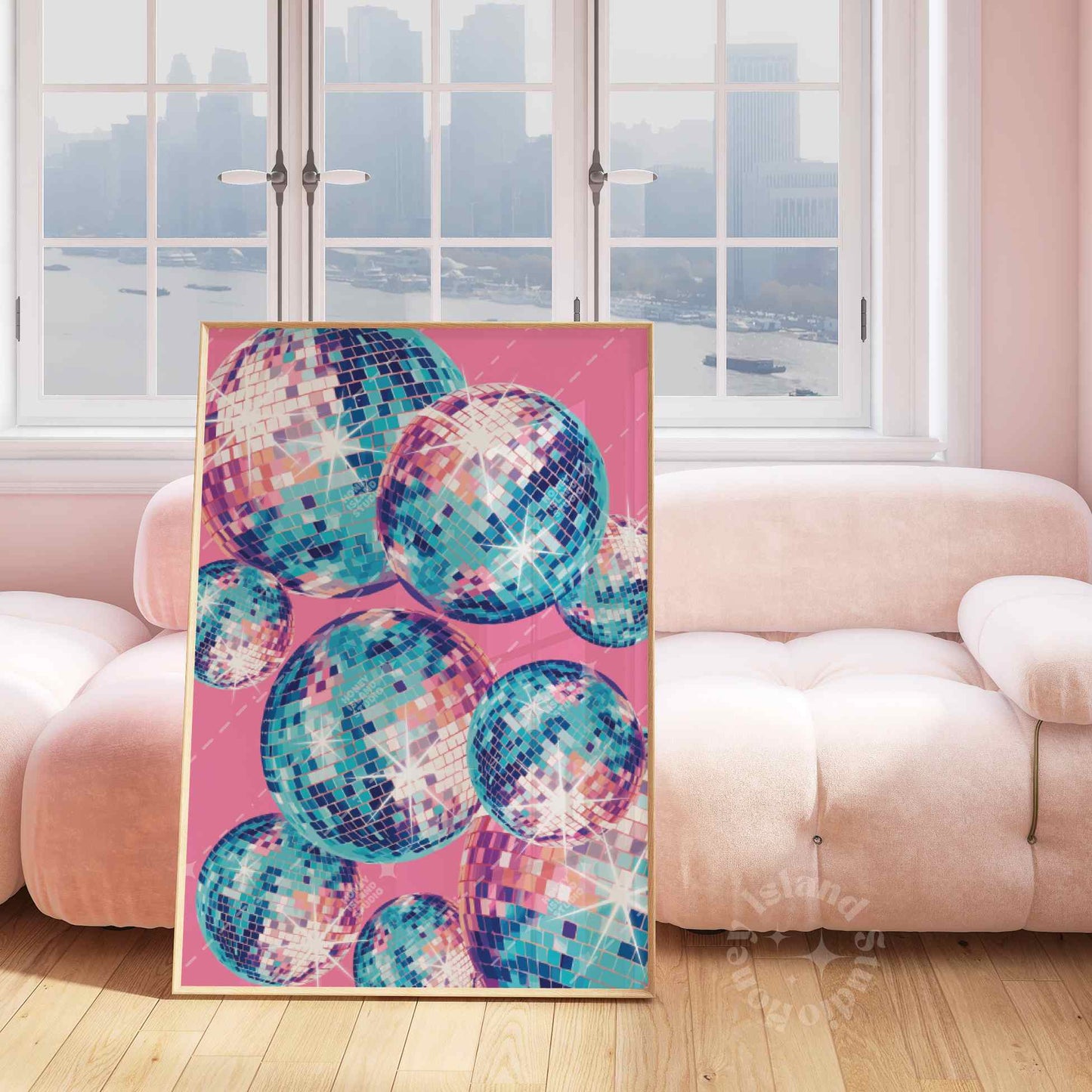 Shining Disco Ball Poster - Pink/Blue