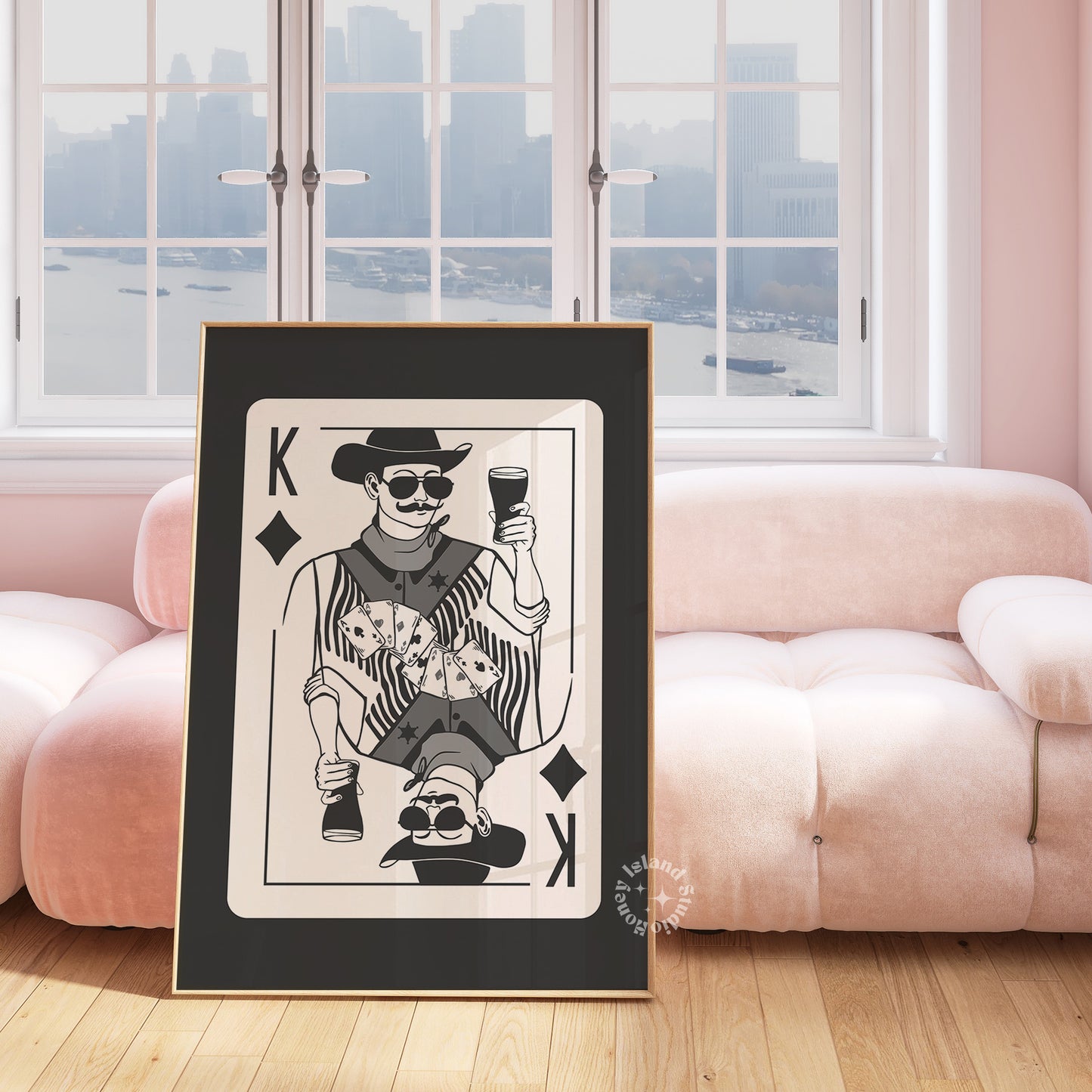 Cowboy King of Diamonds Matte Paper Poster - Black