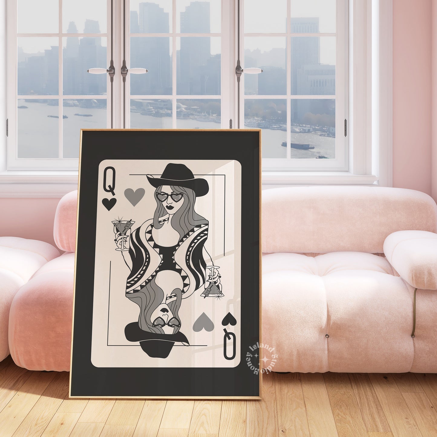 Queen of Hearts Cowgirl Matte Paper Poster - Black