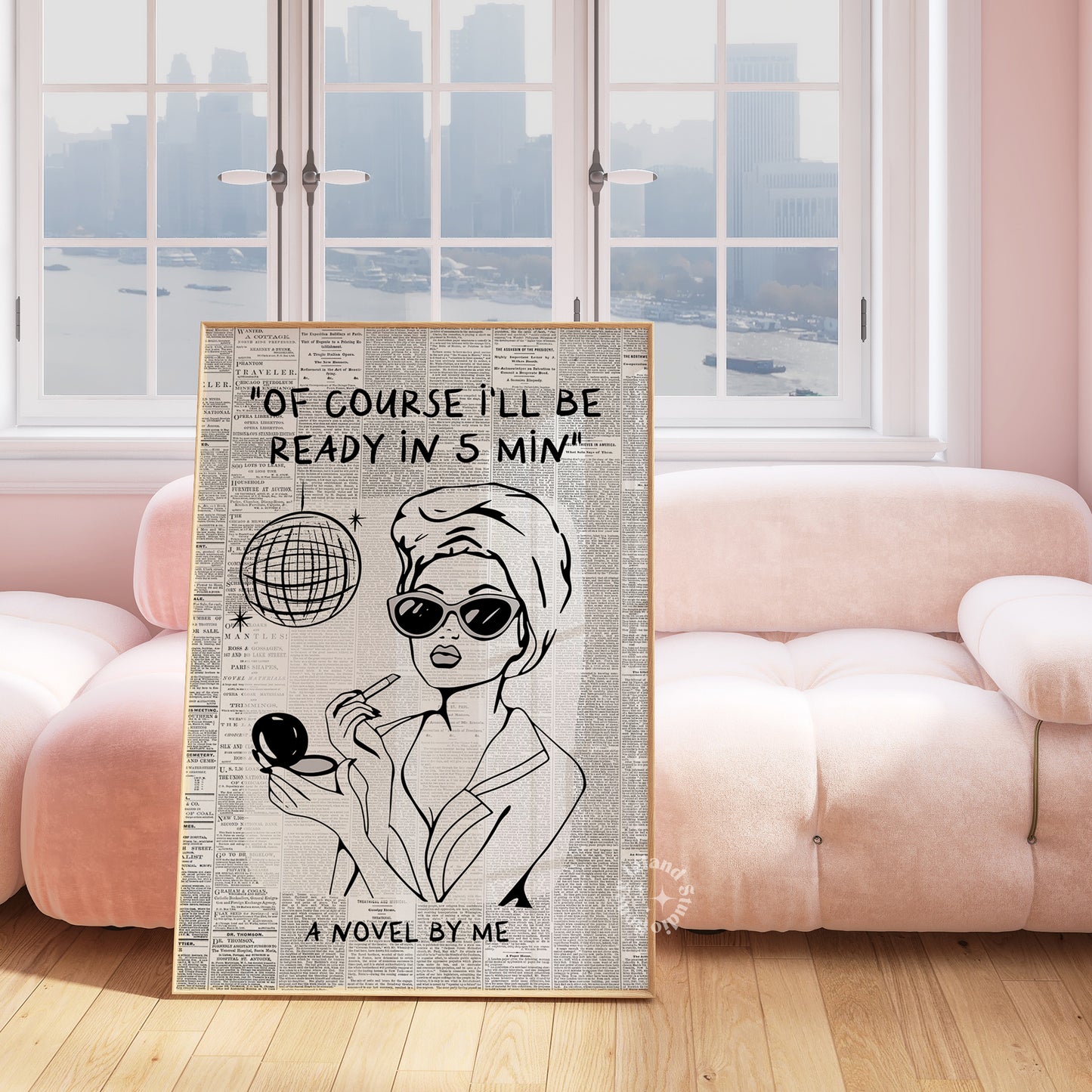 Newspapers Disco Bathroom Matte Paper Poster - Black/White