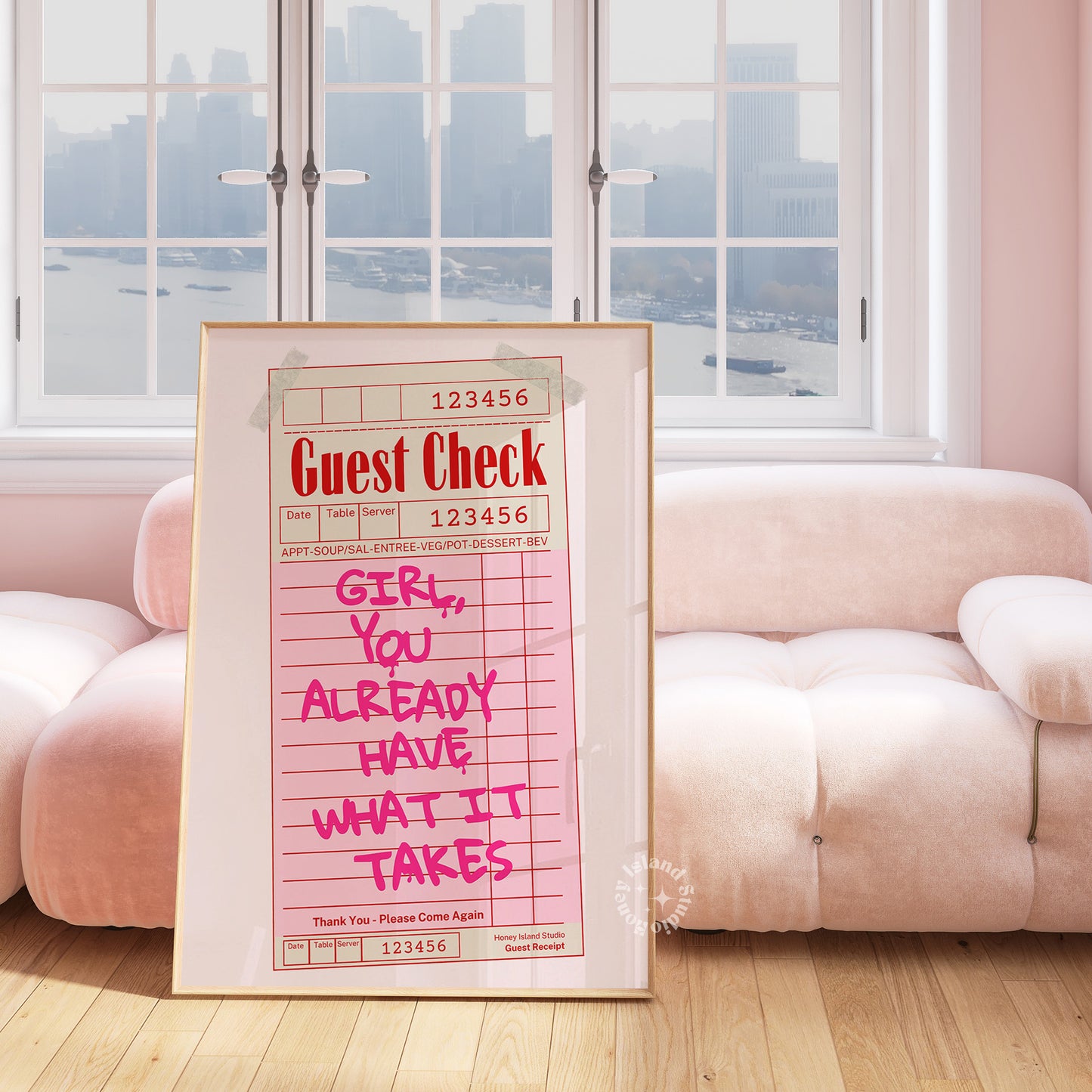 Inspirational Pink Guest Check Print - Digital