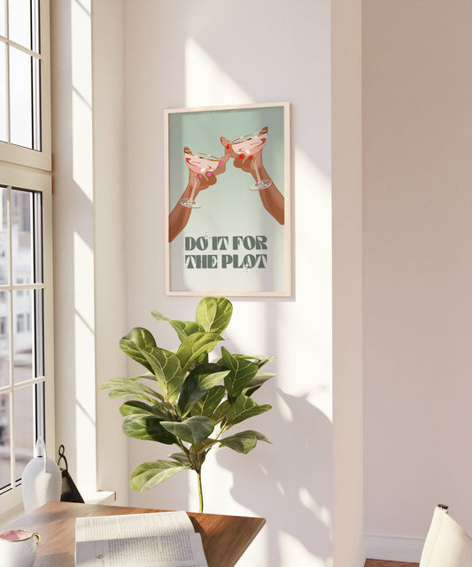 Do It For The Plot Print Sage Green Wall Art