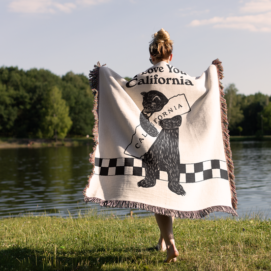 I Love You California Bear Woven Blanket