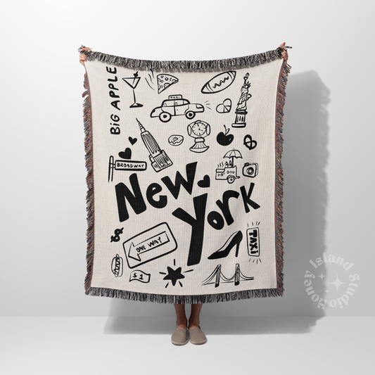 New York Doodles Woven Blanket
