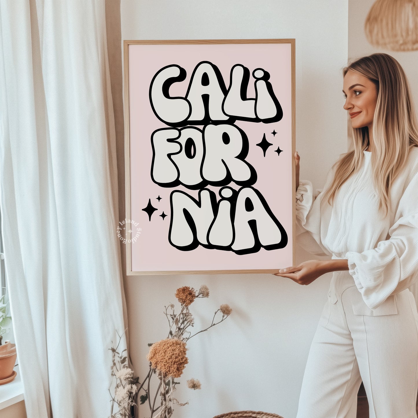 California state print in retro colors – funky wall art for groovy home or dorm decor