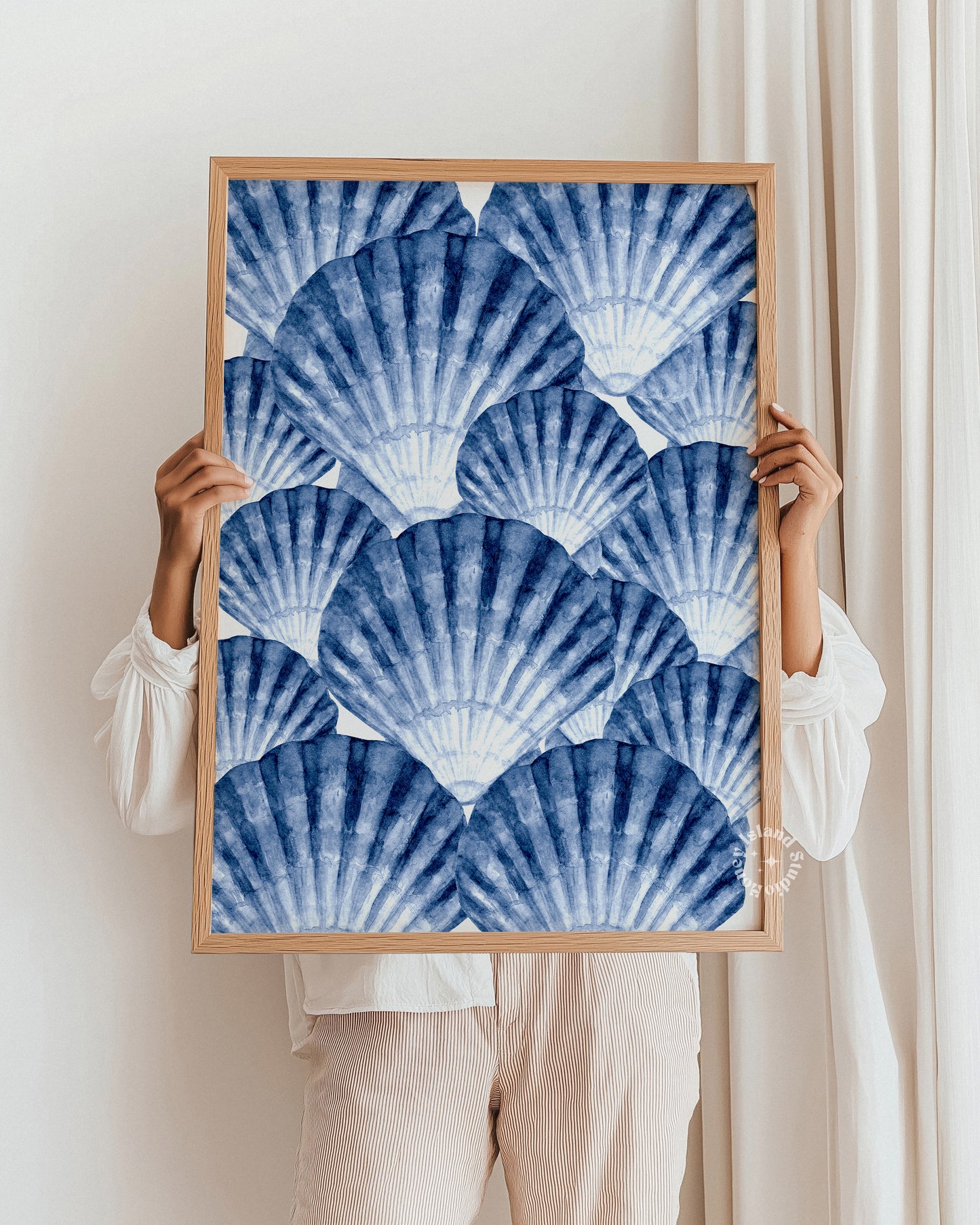 coastal wall art, beach home decor, seashell art print, ocean wall decor, blue beach print, nautical shell art, beach bathroom art, seaside decor, ocean themed art, coastal shell art, beach house print, blue coastal print, sea life wall art