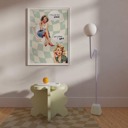 Go Piss Girl Green Bathroom Poster