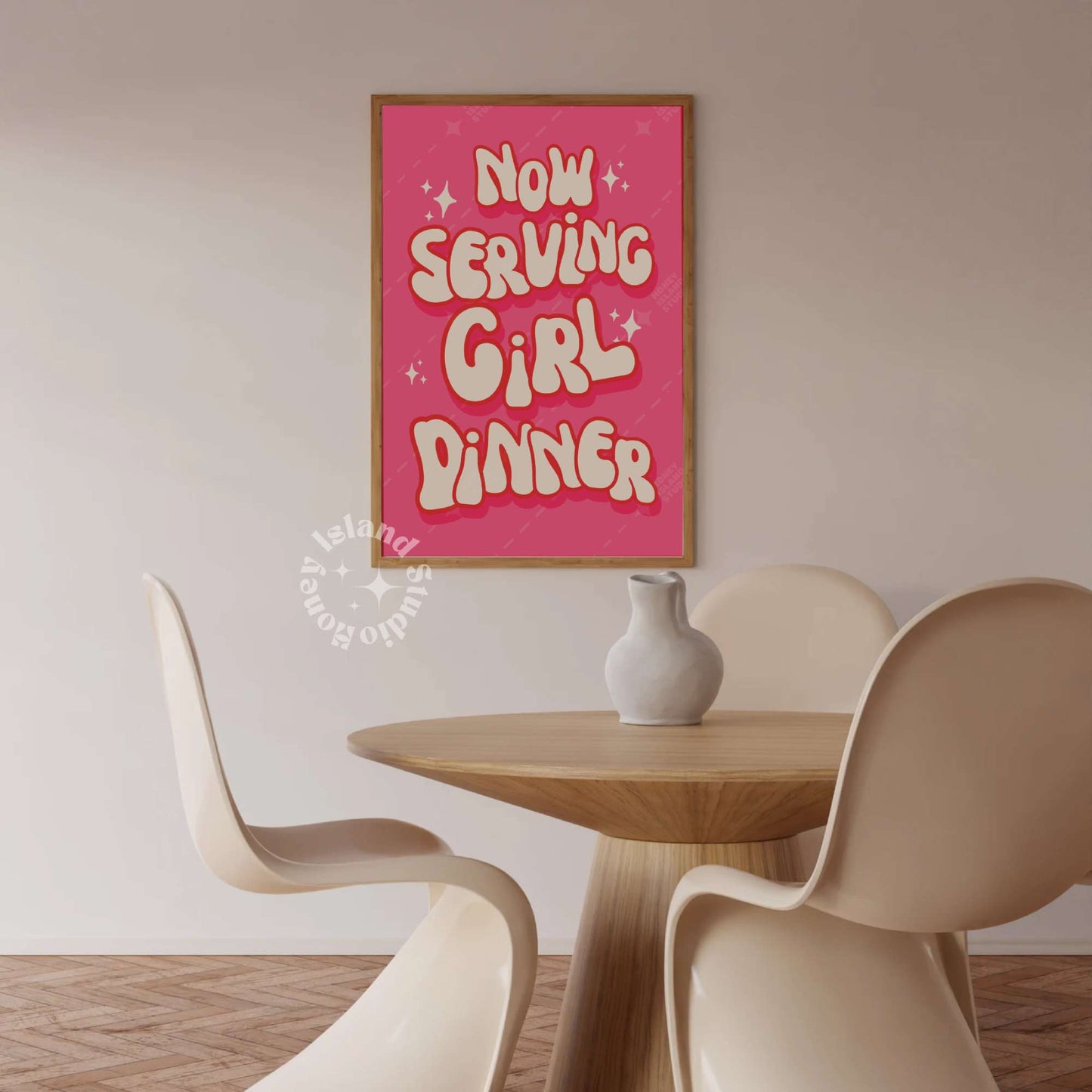Now serving girl dinner poster - Pink