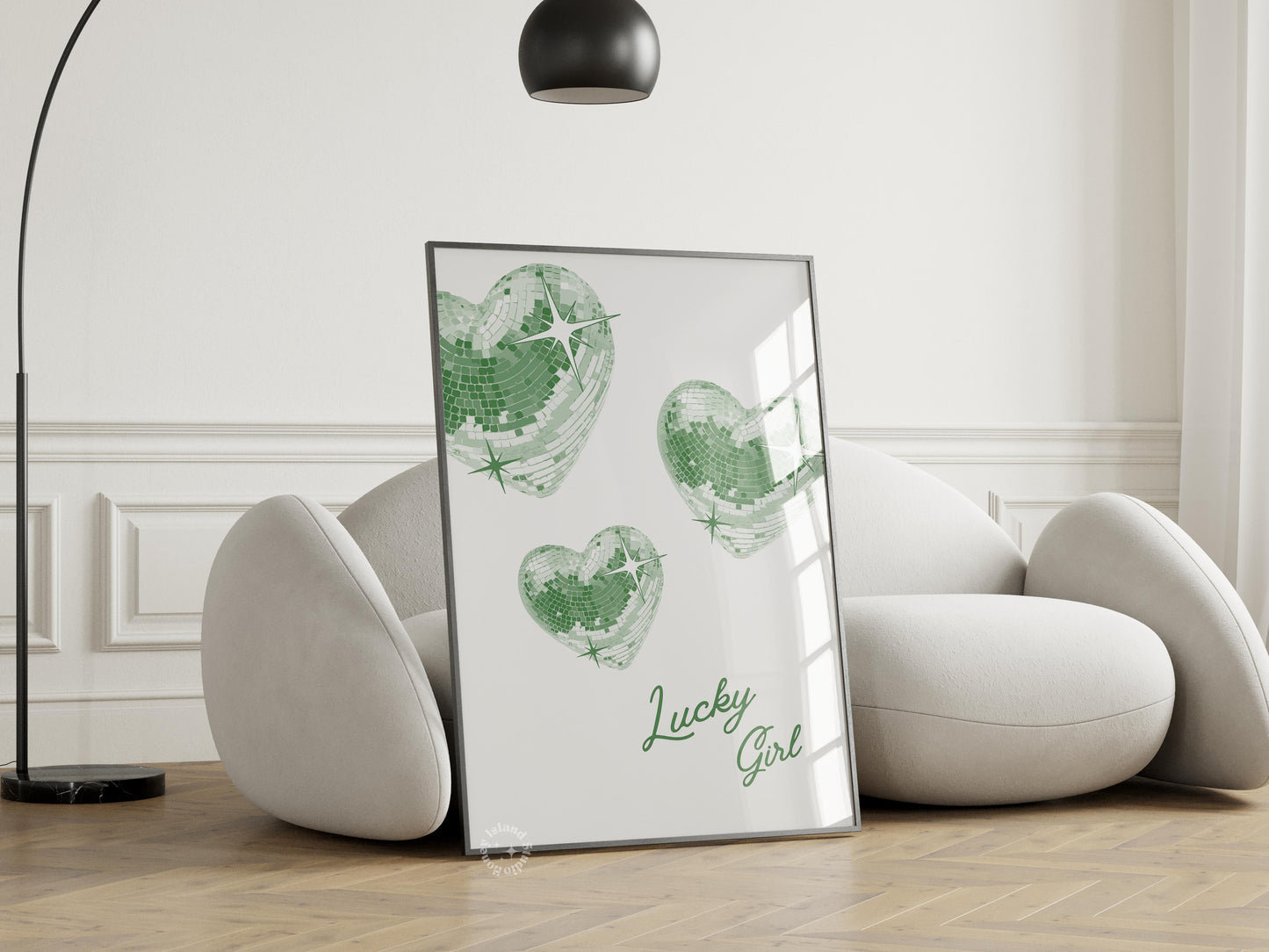 Trendy Disco Hearts Y2K Green Poster