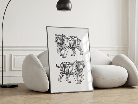 Preppy Tiger Print Black White Poster