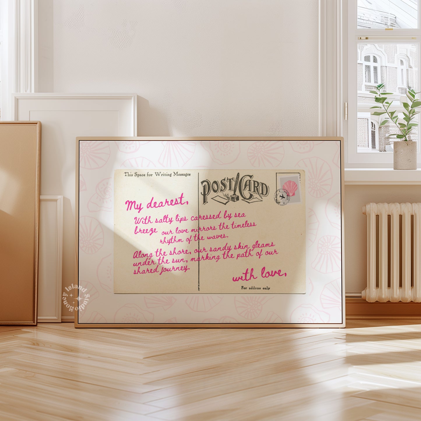 Postcard Coastal Love Letter Pink Poster