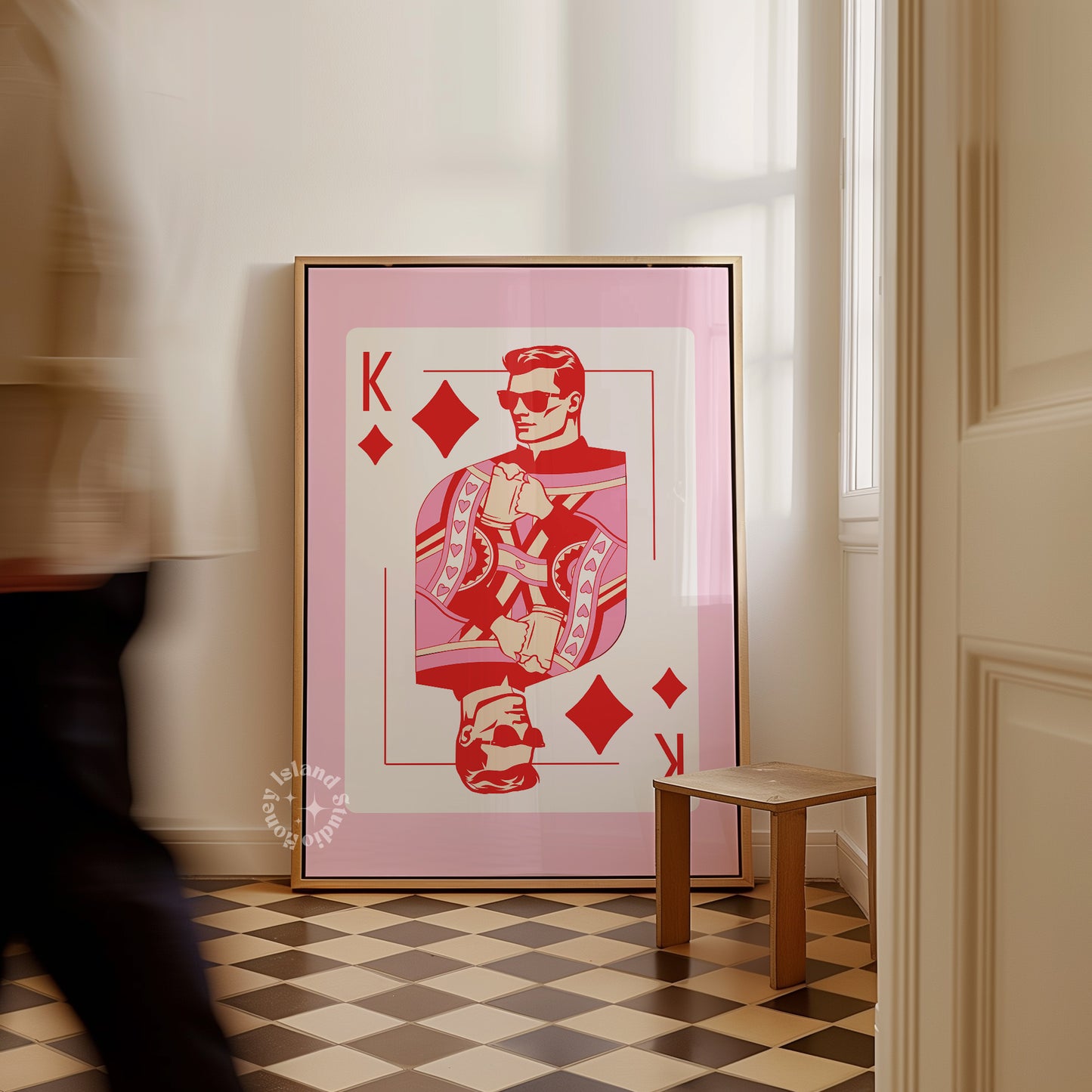 King of Diamonds Matte Paper Poster - Pink/Red