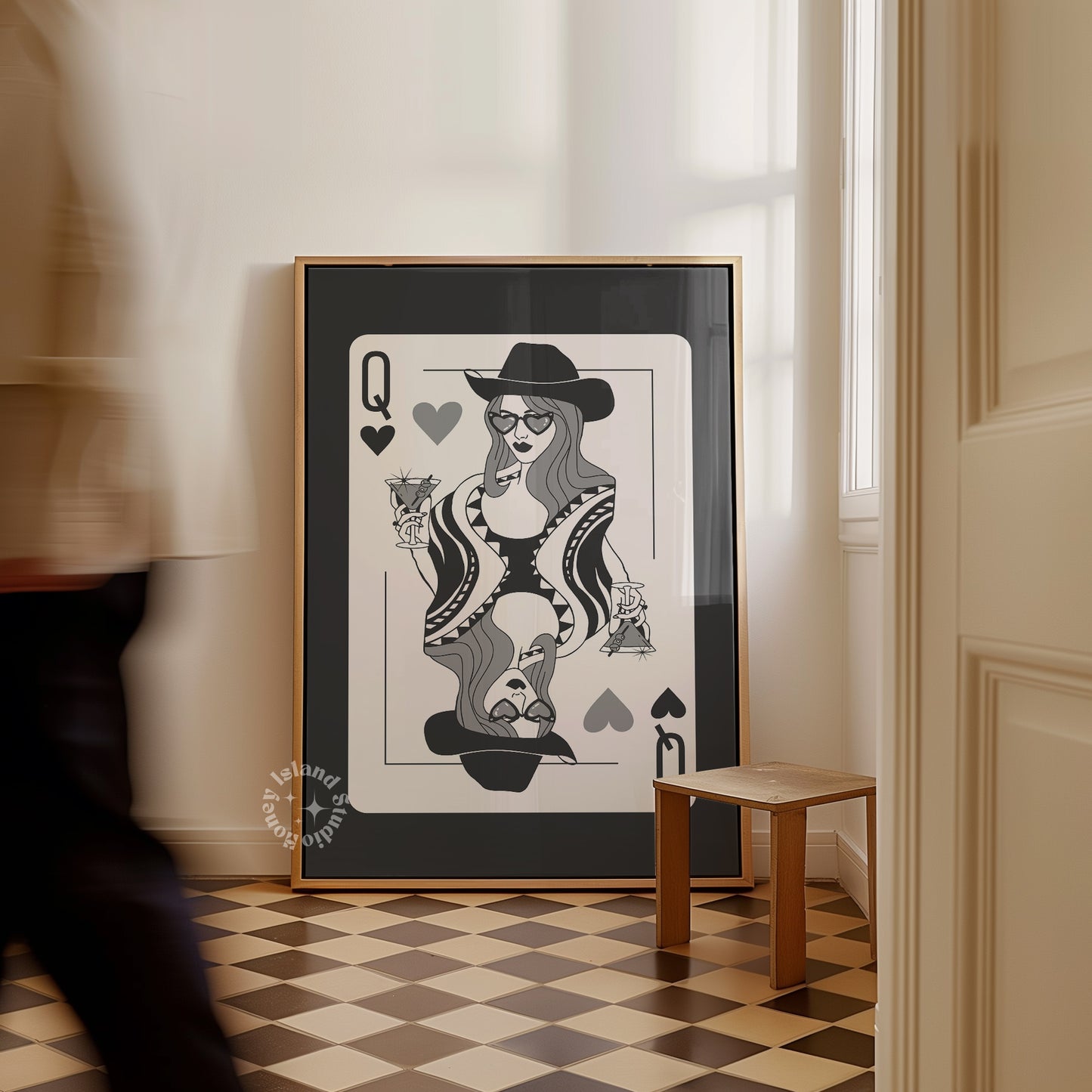 Queen of Hearts Cowgirl Matte Paper Poster - Black