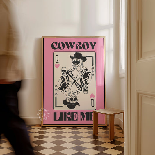 Cowboy Like Me Matte Paper Poster - Black/Pink