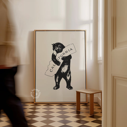 Retro California Bear Hug - Beige/Black