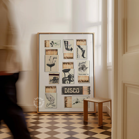 Vintage Matchbox Poster - Black