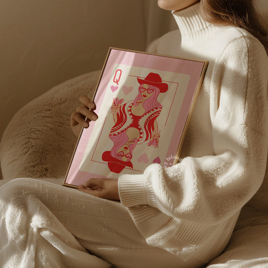 Cowgirl Martini Queen Matte Paper Poster - Pink/Red