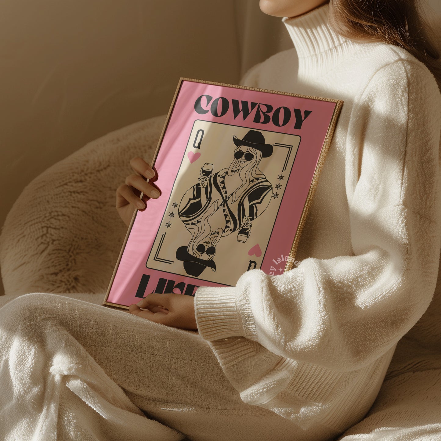 Cowboy Like Me Matte Paper Poster - Black/Pink