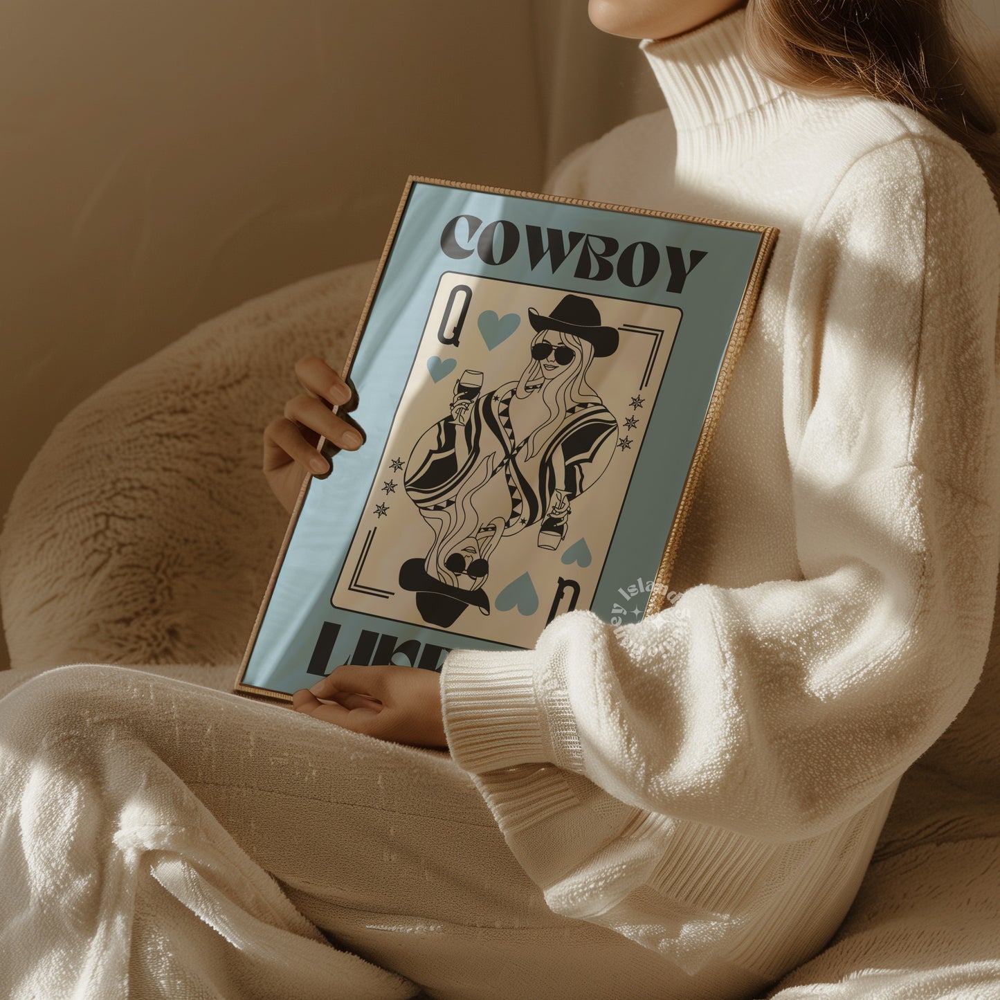 Cowboy Like Me Matte Paper Poster - Black/Blue