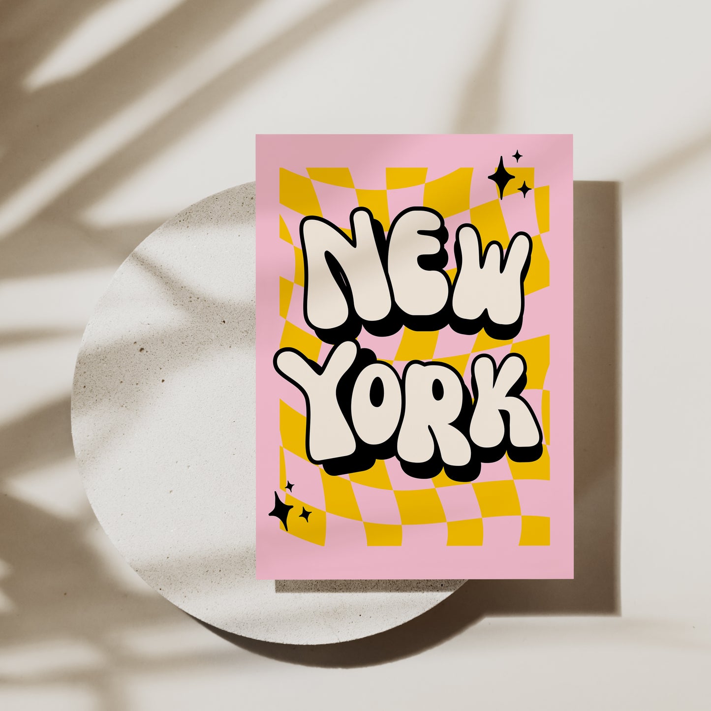 I Love You New York Print – Groovy Retro Poster for New York Wall Decor Lovers New York Funky Print - Pink