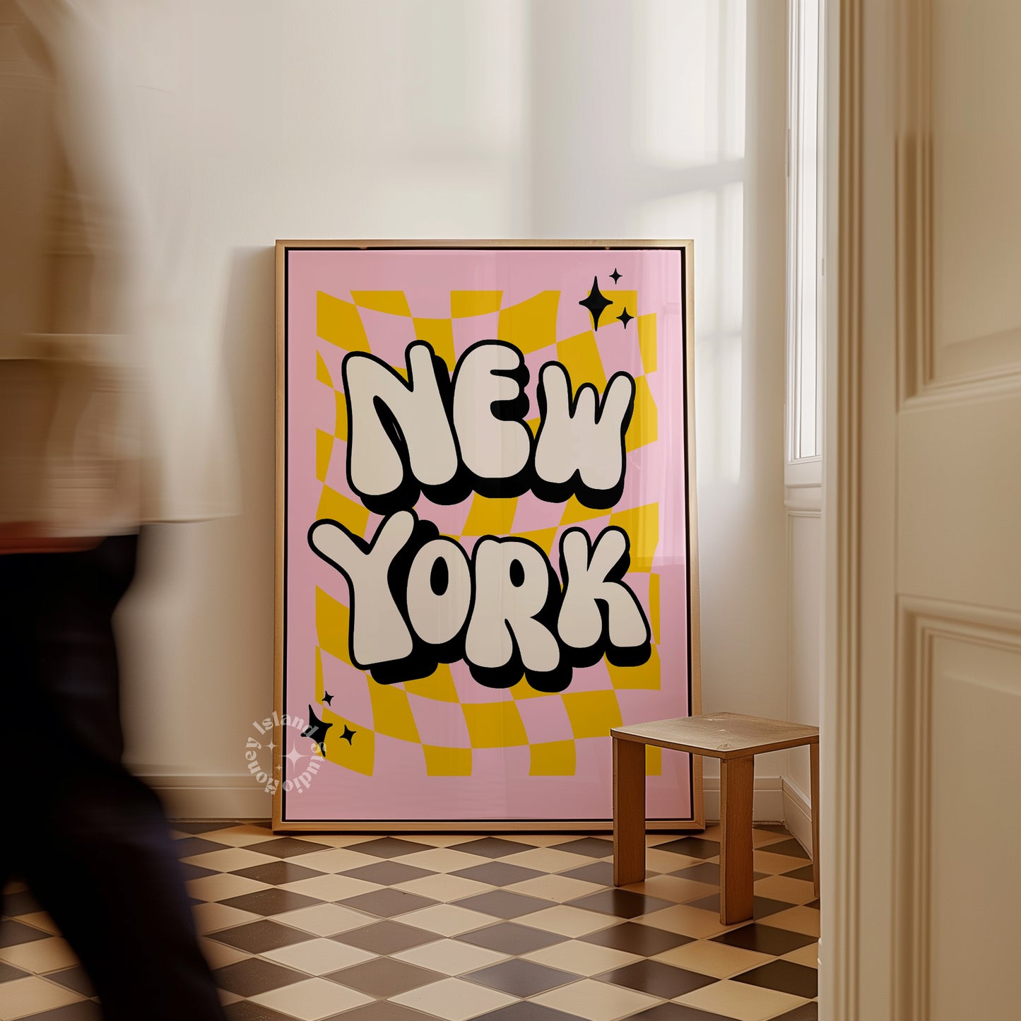 Disco Funky Groovy New York Poster – Trendy Wall Art for Dorms or Bedrooms New York Funky Print - Pink