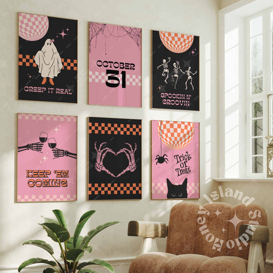 Set of 6 Halloween Wall Gallery Prints - Digital