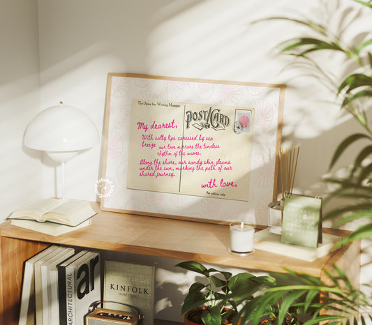 Postcard Coastal Love Letter Pink Poster