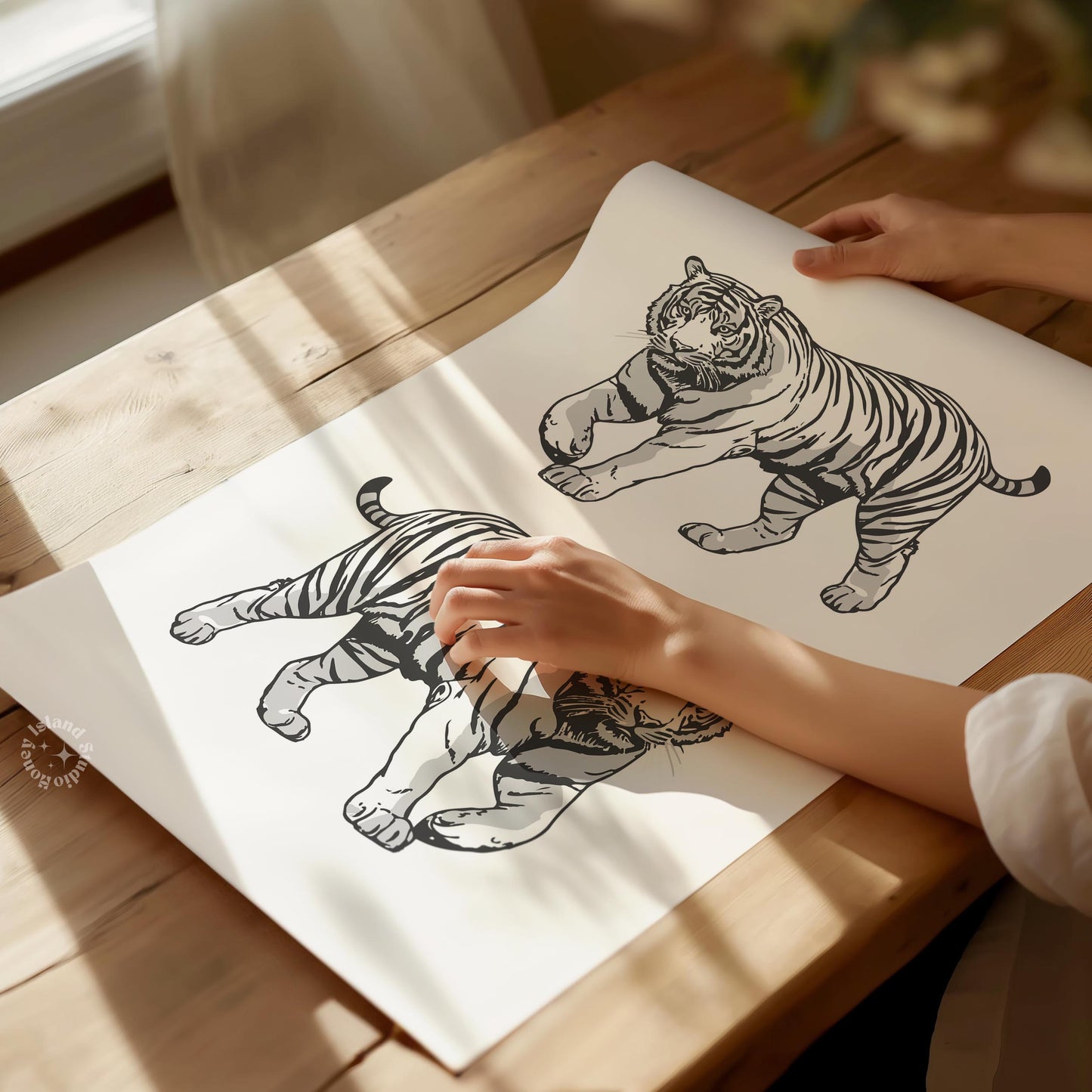 Preppy Tiger Print Black White Poster