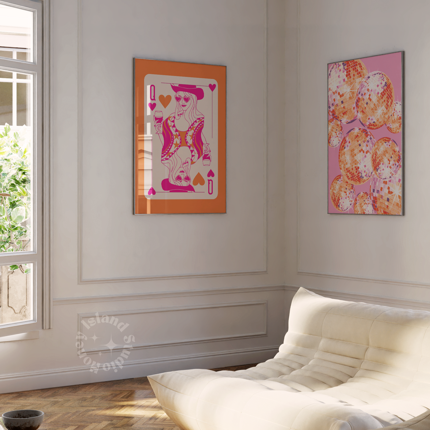 Cowgirl Queen of Hearts Cowgirl Pink/Orange Poster