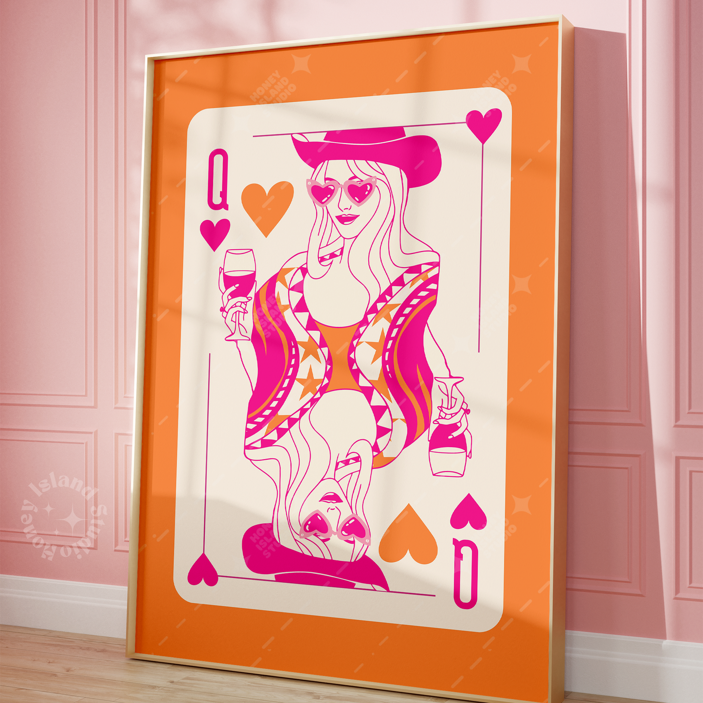 Cowgirl Queen of Hearts Cowgirl Pink/Orange Poster