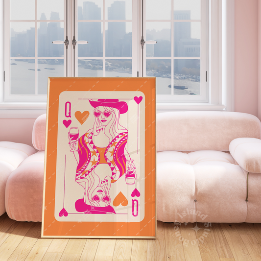 Cowgirl Queen of Hearts Cowgirl Pink/Orange Poster