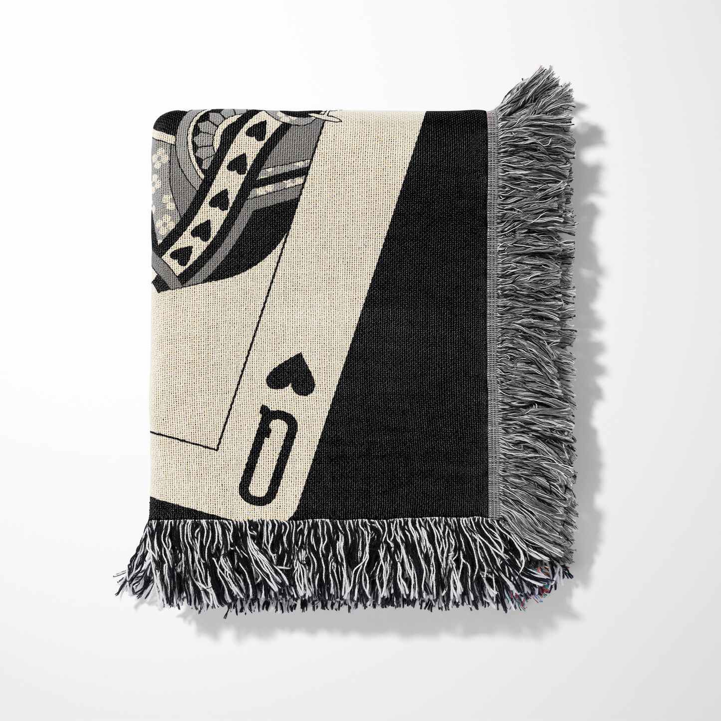 Queen Of Hearts Woven Blanket - Black