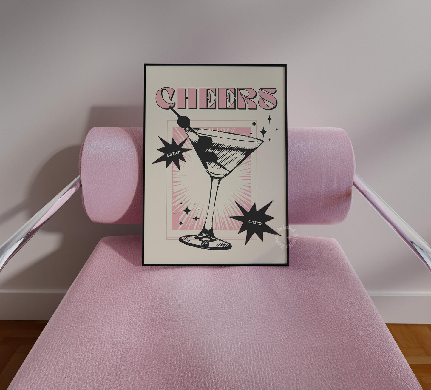 Cheers Retro Martini Poster