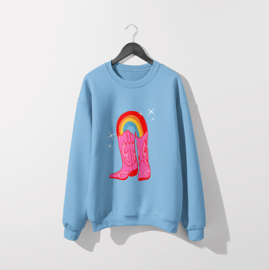 Cowgirl Boots Rainbow Classic Unisex Crewneck Sweatshirt