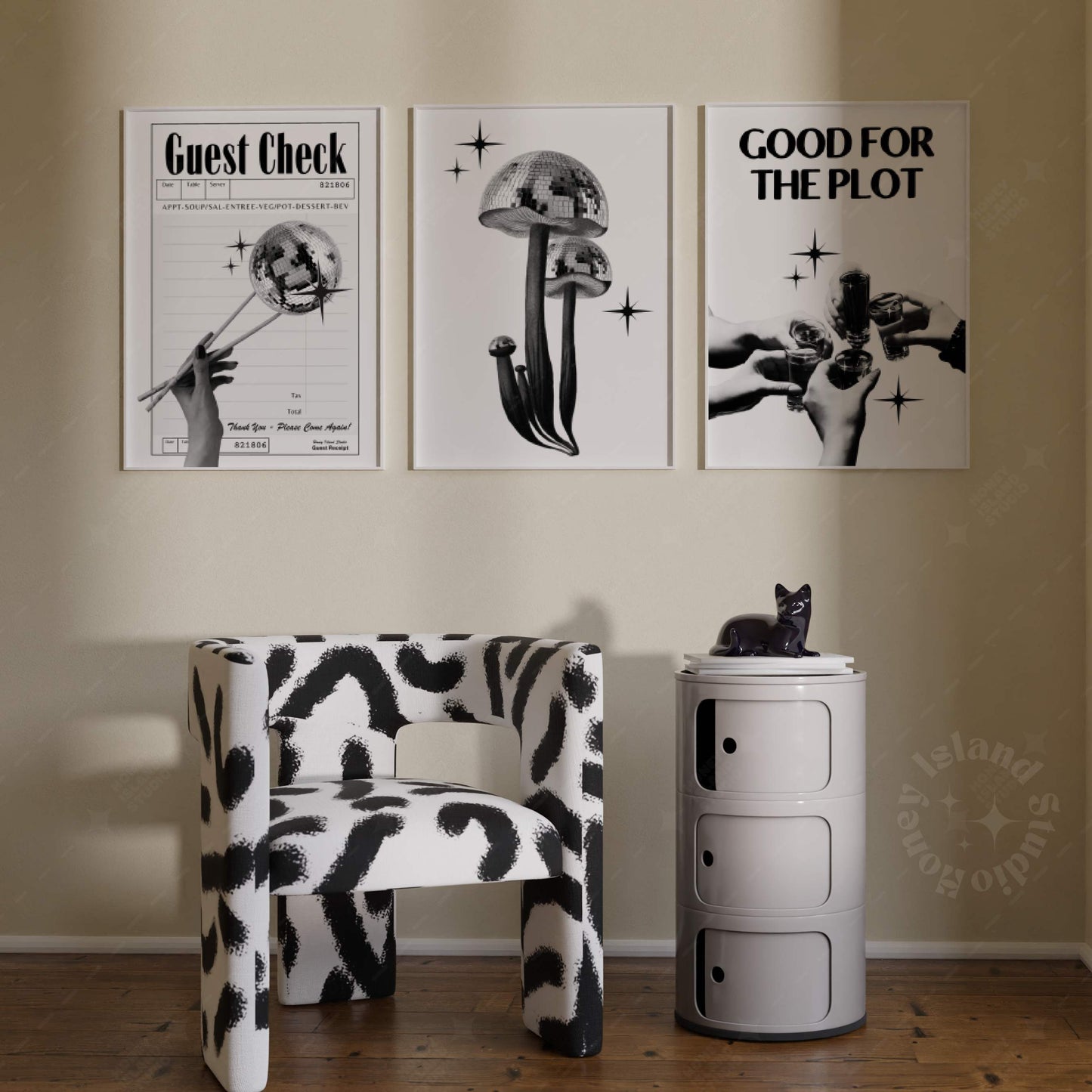 Disco Mushroom Poster Back/White