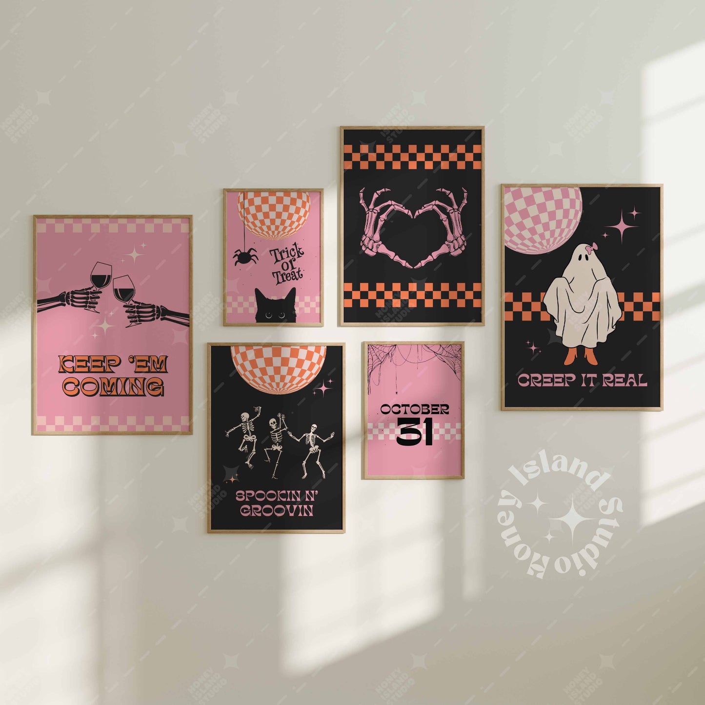 Set of 6 Halloween Wall Gallery Prints - Digital