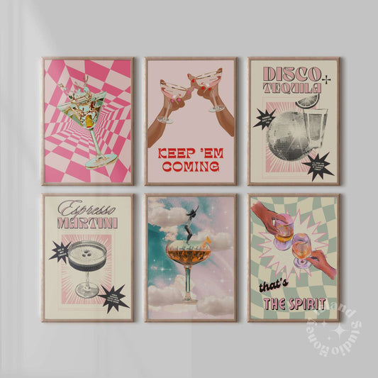Set of 6 Bar Cart Prints Bestsellers - Digital