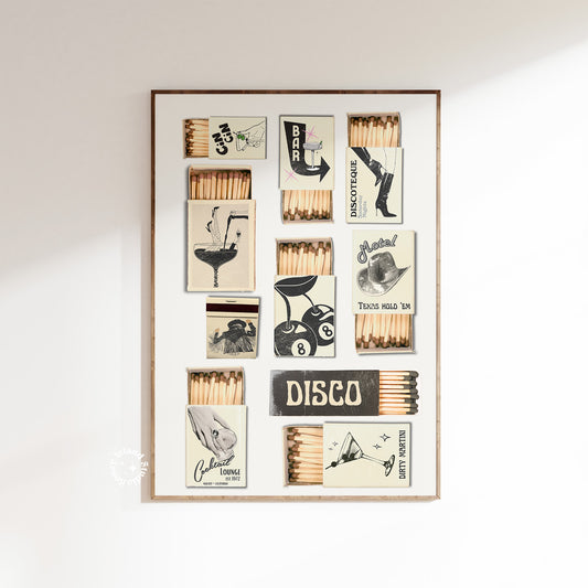 Vintage Matchbox Poster - Black