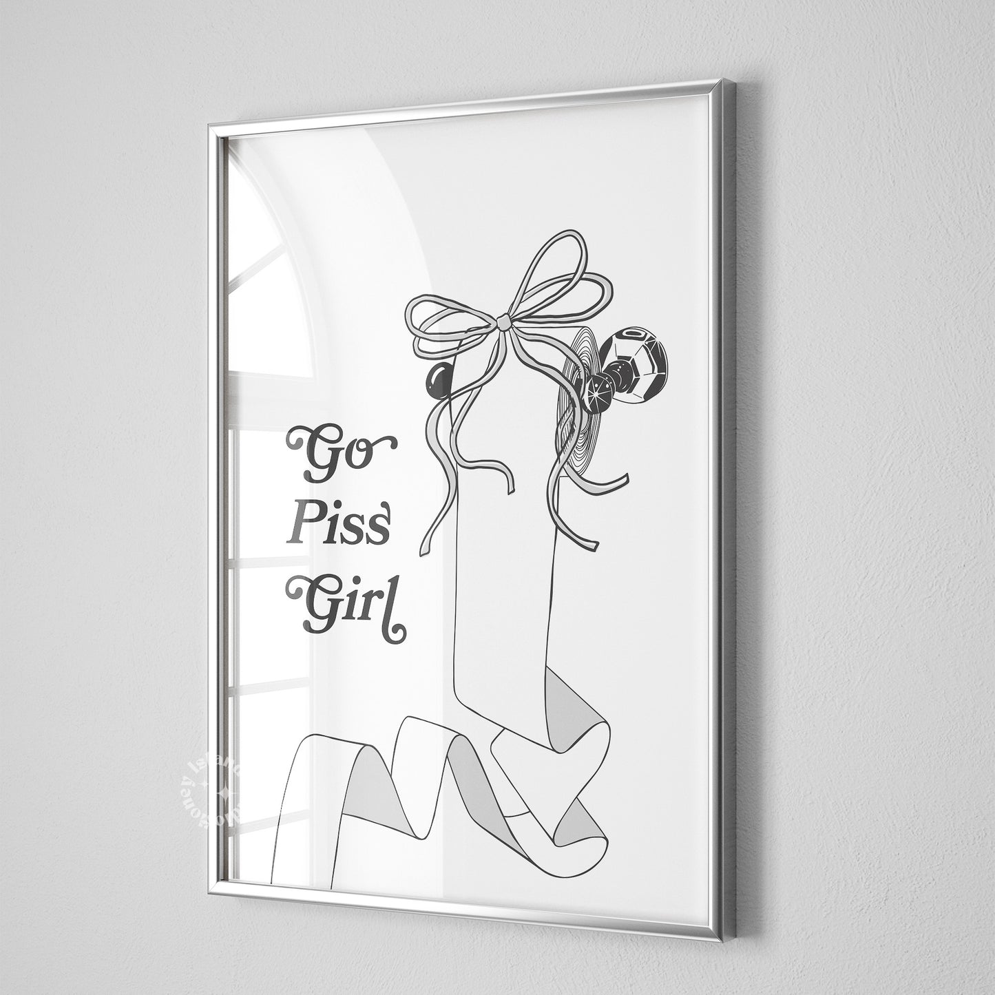 Go Piss Girl Coquette Bathroom Print - White