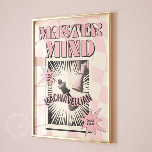 Taylor Mastermind machiavellic Poster Print, Dorm Decor, Black Pink Wall Art