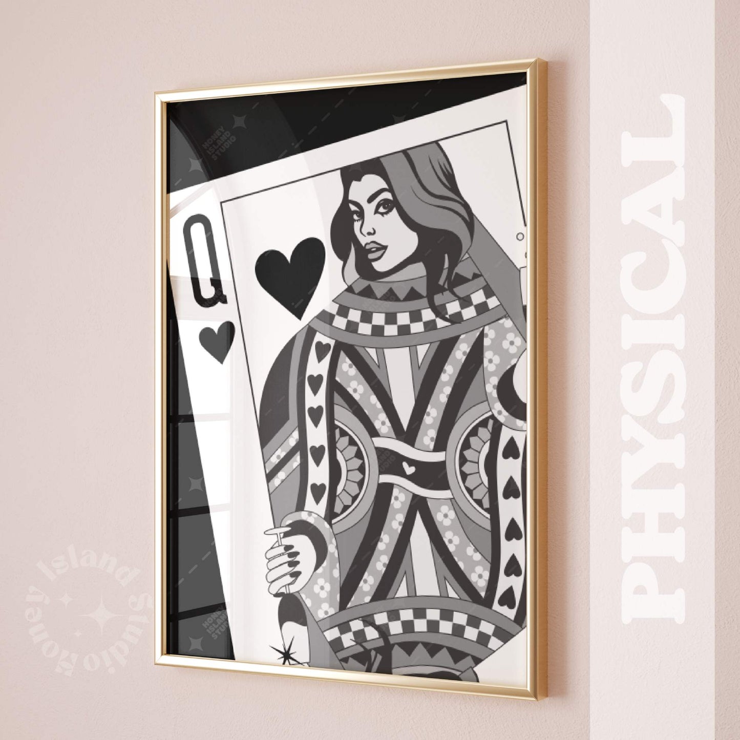 Queen of Hearts Champagne Poster Black