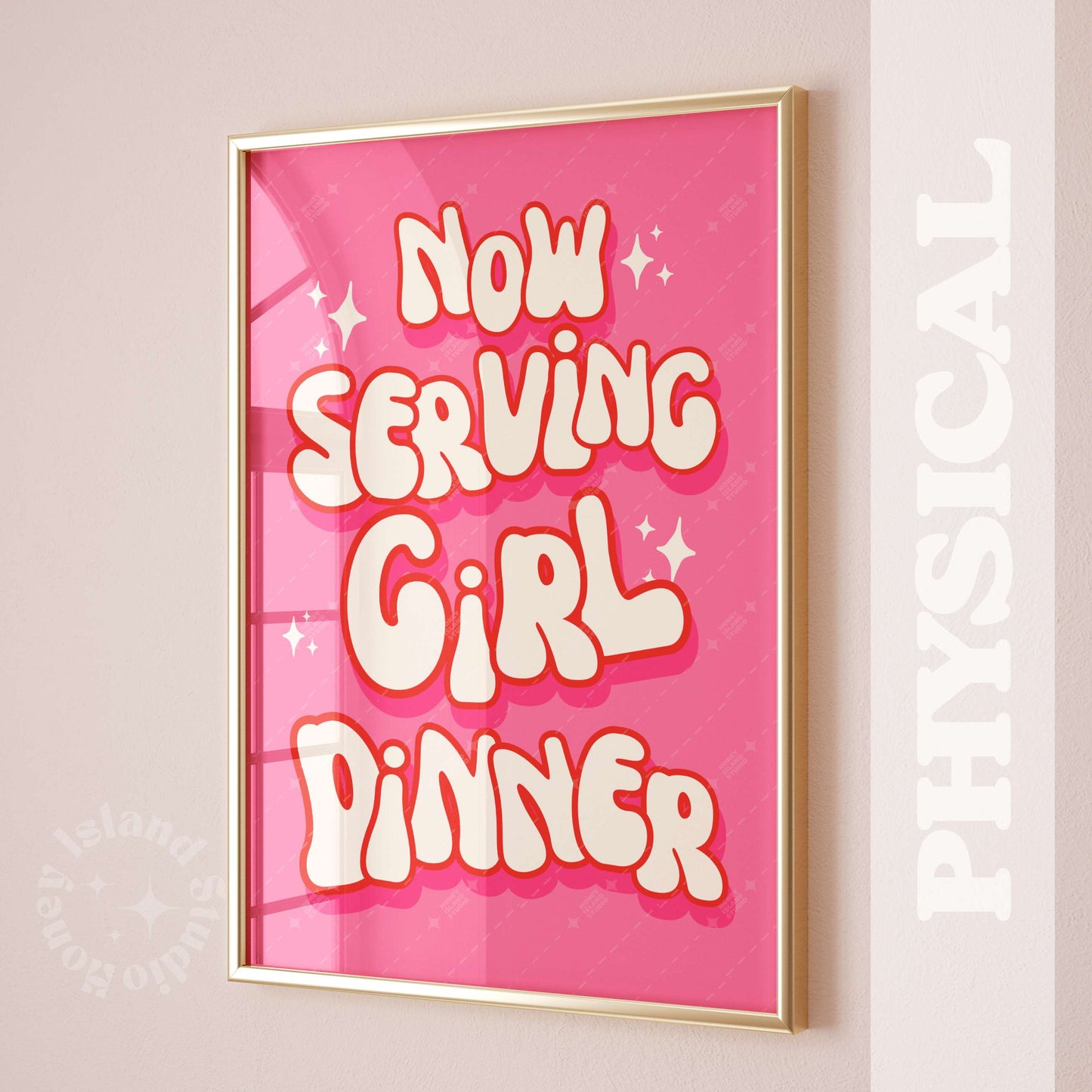 Now serving girl dinner poster - Pink