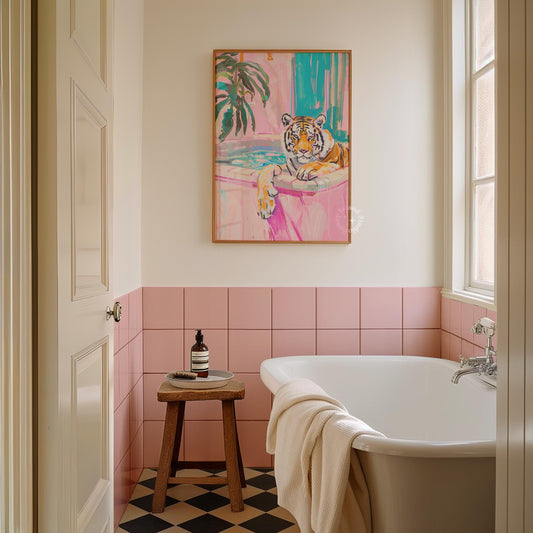 Tiger in Bathtub Bathroom Print