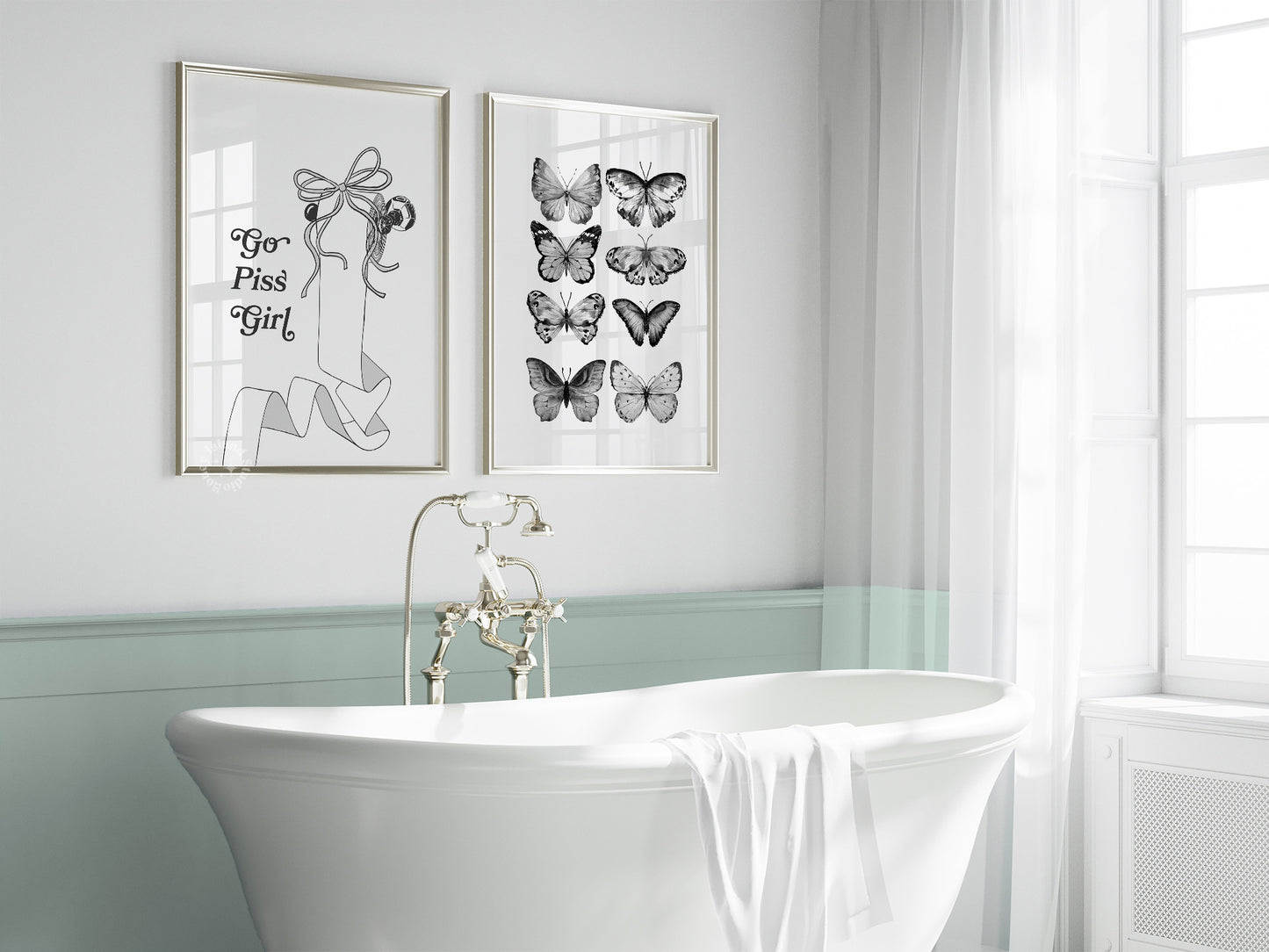 Go Piss Girl Coquette Bathroom Print - White