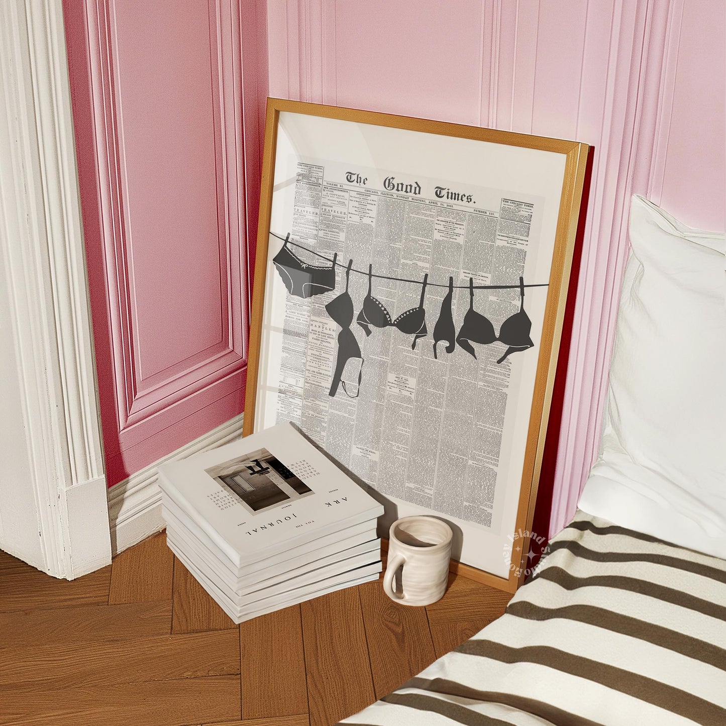 Bikini Hanging Coquette Newspapers Poster