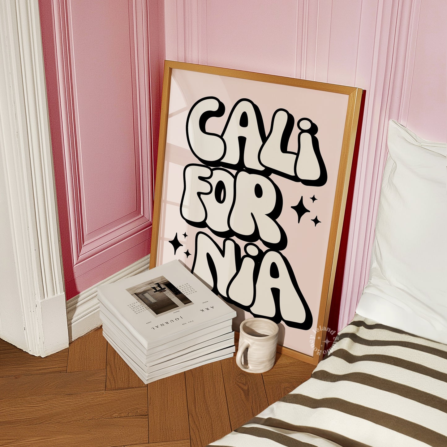 Colorful groovy poster with California vibes – funky and fun decor for dorm rooms